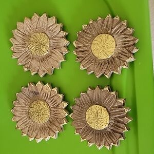 Set of 4 Sunflower wooden coasters NWOT